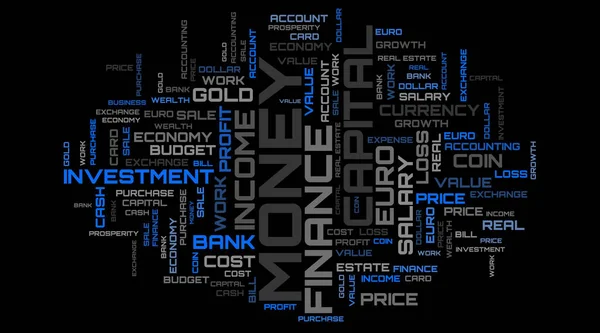 Güzel kelime bulut arkaplanı. Finans kolajı arka planı