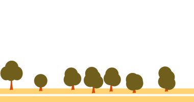 Binaların olduğu 2D karikatür şehir manzarası. Şehir illüstrasyon duvar kağıdı