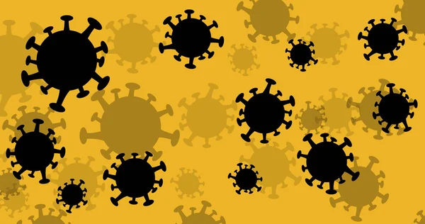 Güzel bir çizgi film virüsü arka planı. Çovid elementlerle soyut illüstrasyon