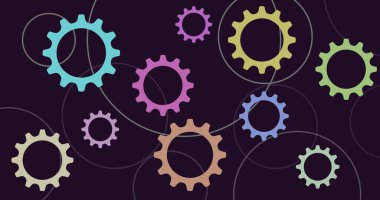 Sanat dünyasının logoti için güzel renkli karikatür mekanizması