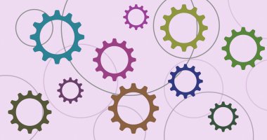 Sanat dünyasının logoti için güzel renkli karikatür mekanizması