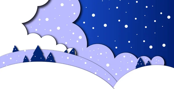 Beautiful Winter Illustration New Year Card Design Paper Cut Style — Stock fotografie