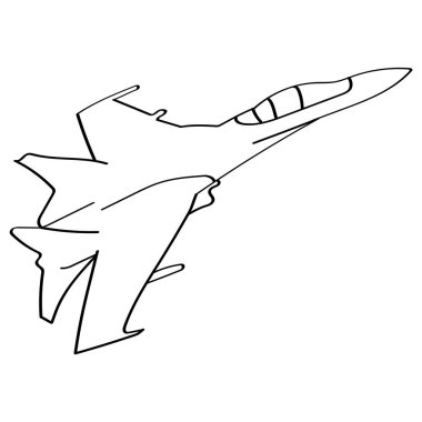 Çizgi film askeri uçağı sanat tasarımı için beyaz arka planda izole edildi