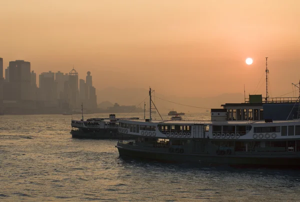 Puesta de sol de Hong Kong Fotos de stock libres de derechos