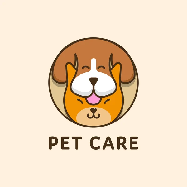 Cat Dog Pet Circular Combination Logo — Stock Vector