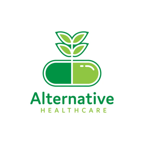 Grüne Kapsel Pflanzliche Medizin Logo Isoliert Auf Weißem Hintergrund Natürliche — Stockvektor