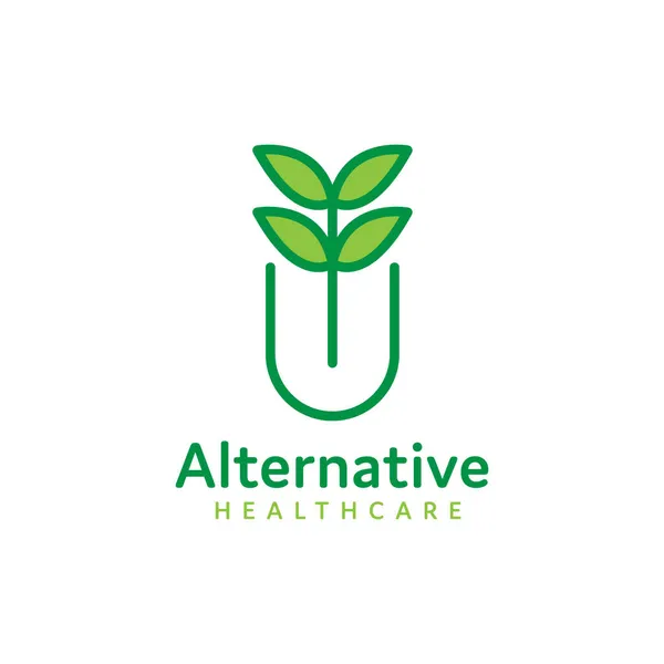 Natur Und Gesundheit Alternative Pflanzliche Medizin Logo Vektor Design — Stockvektor