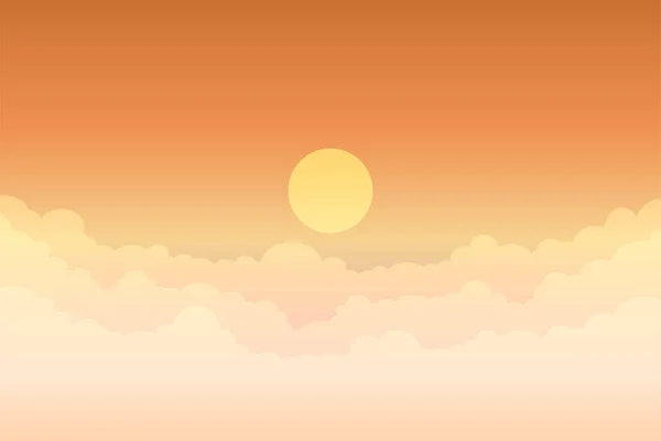 Paysage Vectoriel Nuages Ciel Orange Coucher Soleil Pour Fond — Image vectorielle