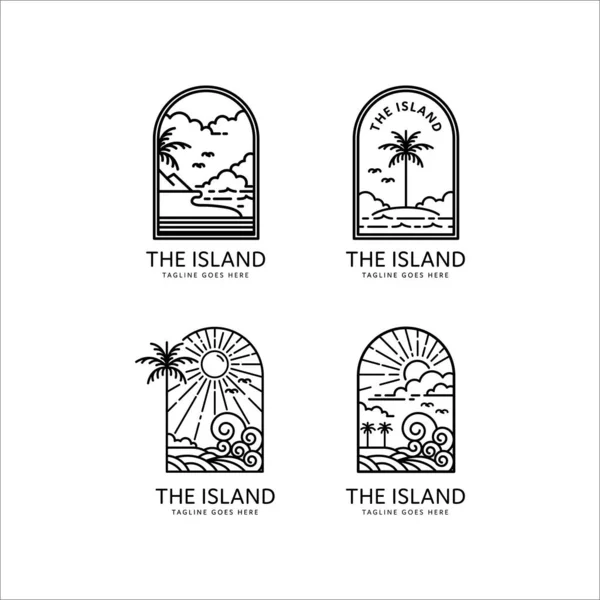 Монолитный Дизайн Коллекции Пляжных Логотипов — стоковый вектор