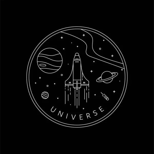 Space Shuttle Monoline Stil Design Logo Illustration — Stockvektor