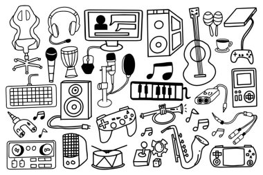 Online oyun ve müzik için canlı yayın doodle tarzı tasarım aracı