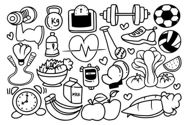 Estilo Vida Saudável Ilustração Doodle Conceito Design Estilo —  Vetores de Stock