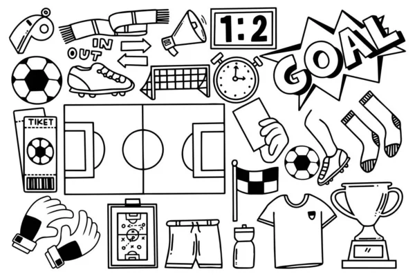 futbol sporu temalı doodle tasarım vektör çizimi