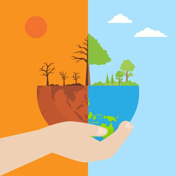 Illustration Caring Environmental Change Effects Global Warming — Vector de stock