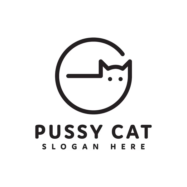 Abstract Cat Logo Monoline Style Design Simple Outline Pet Cat — Vector de stock