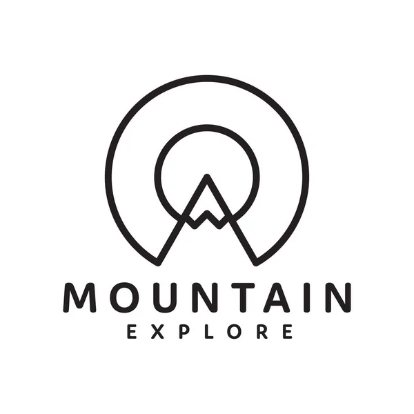 Mountain Logo Monoline Style Design Concept — Stockvektor