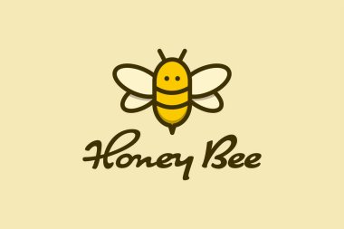 honey bee logo cute flat style design concept