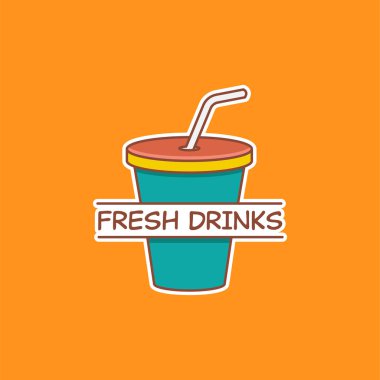 fresh drink logo flat style design vector illustration