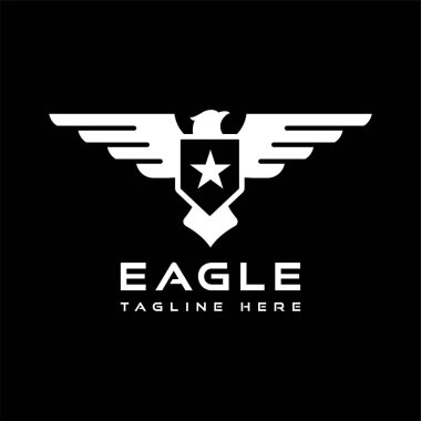 Kalkanlı ve yıldızlı kartal silueti logosu tasarımı