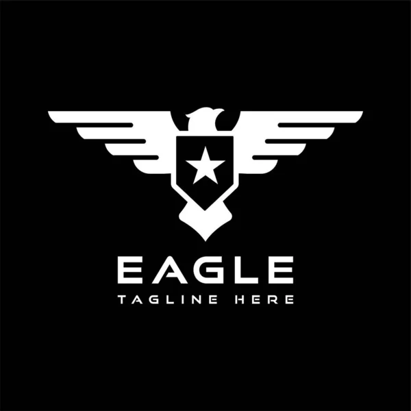 Logo Silhouette Aigle Design Avec Bouclier Étoile — Image vectorielle
