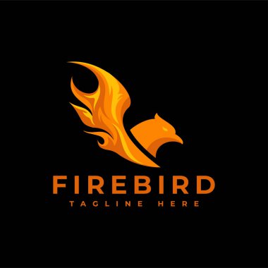 Uçan Anka logosu ateş kuşu konsepti kartal kafası ve kanatları