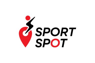 Kırmızı pin kombinasyon vektör şablonlu spor noktaları logosu