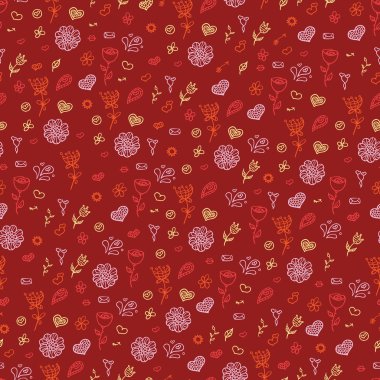 Kalpler ve çiçekler ile Dikişsiz desen vektör