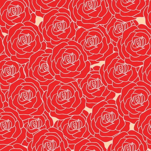 Vector red rose seamless ornamental floral pattern — Stock Vector