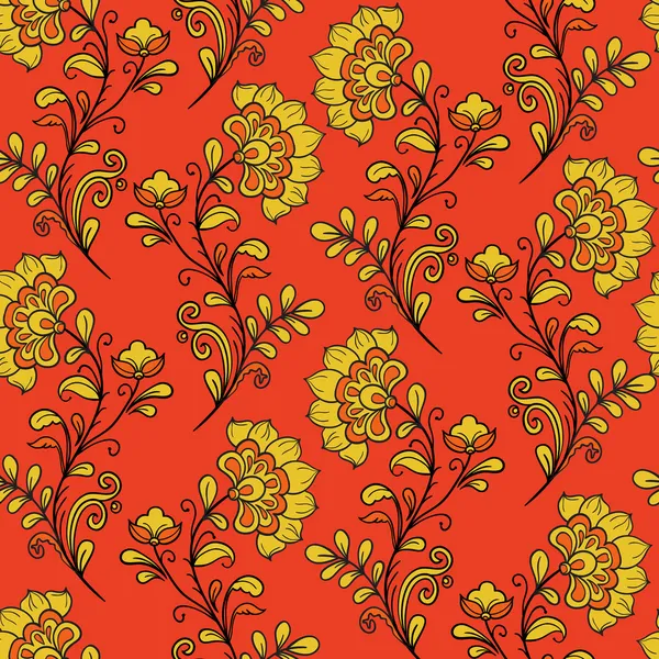 Patrón de khokhloma ornamental rojo — Vector de stock