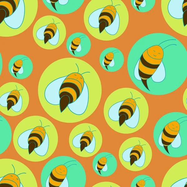 Fondo de abejas sin costura — Vector de stock