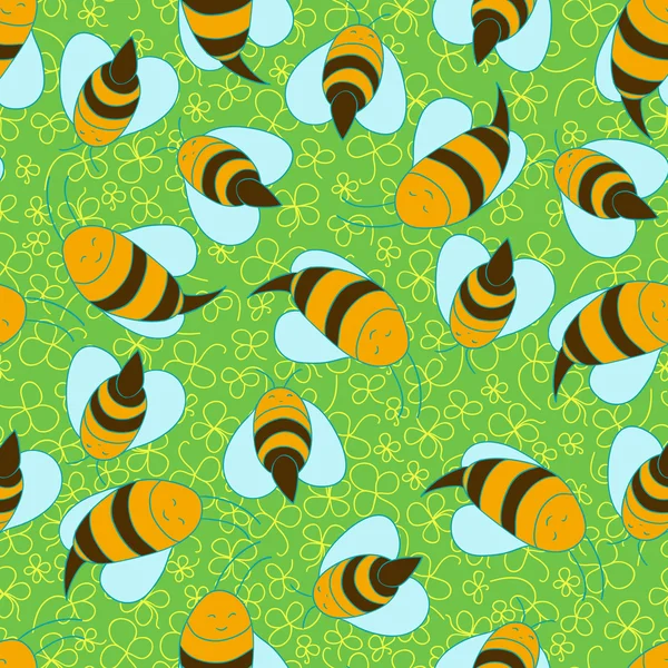 Fondo de abejas sin costura — Vector de stock