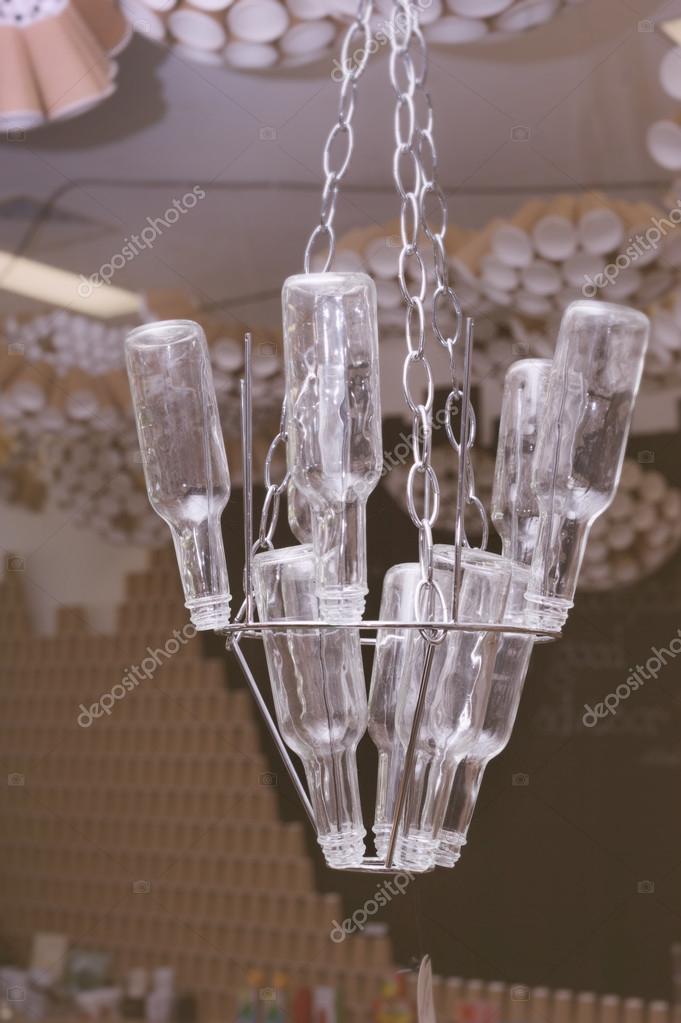 Glass Bottle Chandelier Stock Photo Vannphotography 48580989 Clever Use Of Old Glass Bottles Photo By Vannphotography
