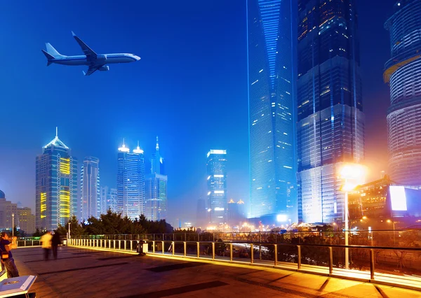 Cities of skyscrapers at night — Stock Photo, Image