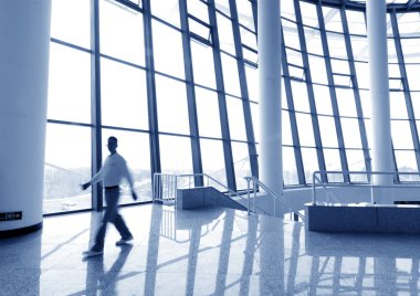 ofis pencere ve karakter siluet