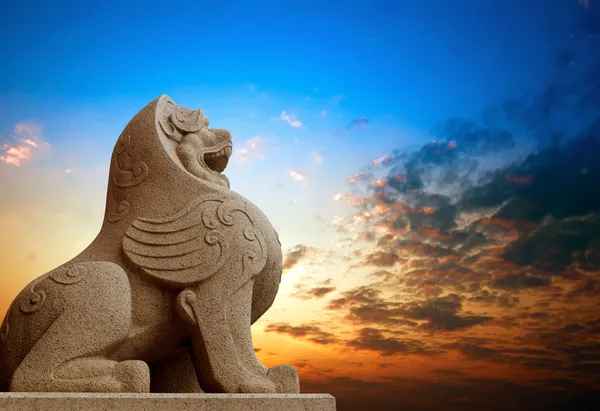 传统中国的石头狮子 — 图库照片