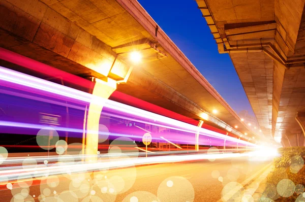 Viaduct and light track — Stock Photo, Image