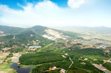 kırsal Çin'in yüksek irtifa havadan görünümü