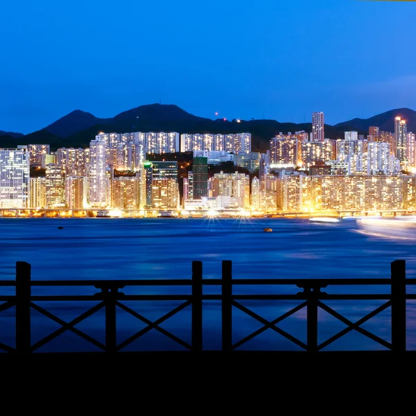 Porto Victoria di Hong Kong di notte — Foto Stock