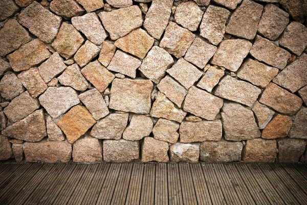 Granito e plataforma de madeira — Fotografia de Stock
