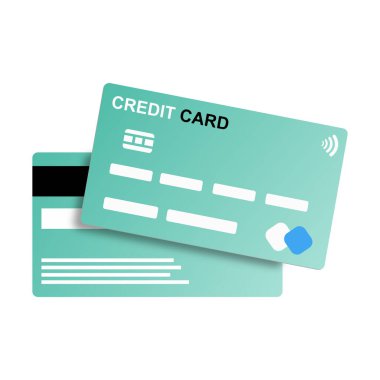 green credit card on both sides, 3d