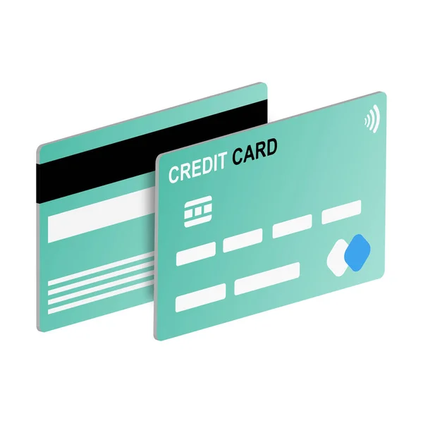 Green Credit Card White Background Both Sides — Foto de Stock