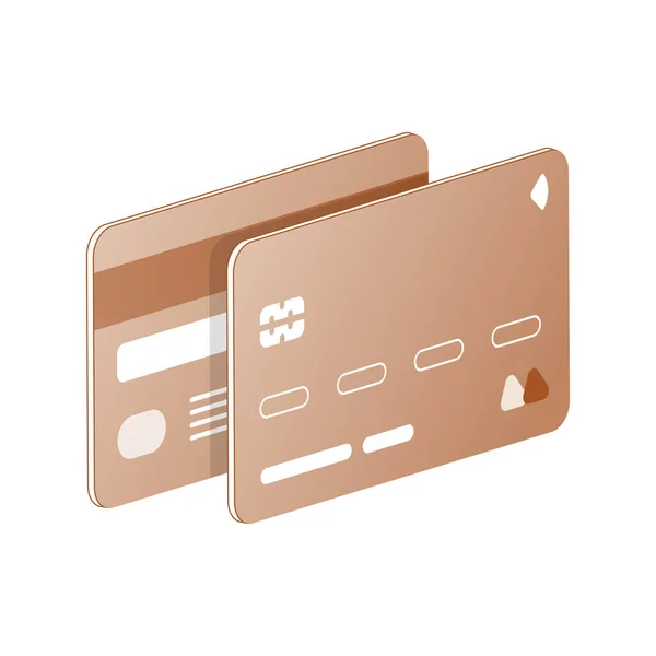Bank Card Light Brown Both Sides Right Side View Isometric — 스톡 벡터