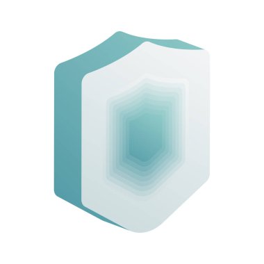 Kalkan güvenlik simgesi, koruma, sigorta, başarıyla test edildi, izole vektör çizimi, 3D görüntüleme