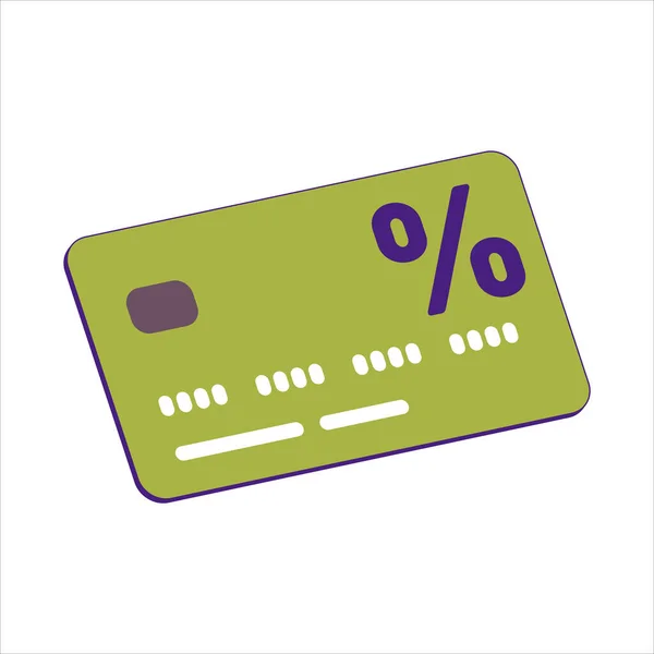 Tarjeta Crédito Con Signo Porcentaje Verde Comprar Guardar — Vector de stock