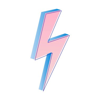 Üç boyutlu şimşek simgesi, flaş işareti, vektör izole görüntü