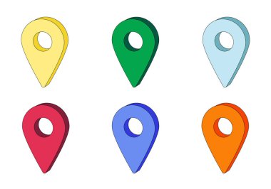 3d vektör simgesi, konum belirleyici, izole edilmiş, simge seti