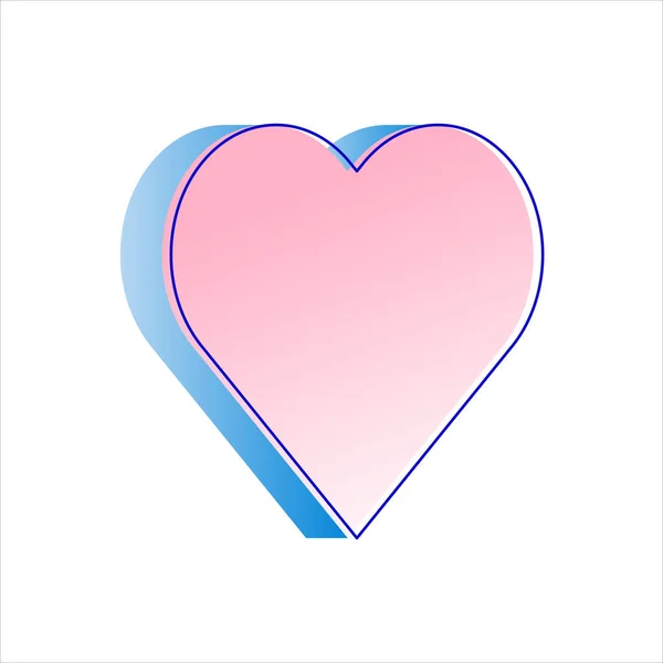 Forma Corazón Azul Rosado Con Contorno Icono Aislado — Vector de stock