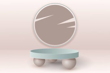 Minimalist modern podyum, geometrik platformdan sahne, 3d görüntüleme