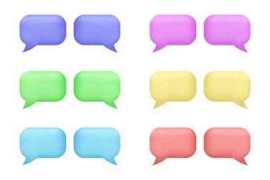 çok renkli konuşma simgeleri seti, modern çizgi film tarzı