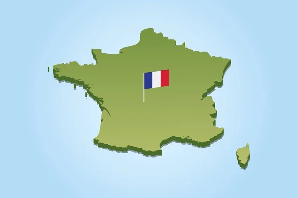 Mapa França Cor Verde Com Bandeira —  Vetores de Stock